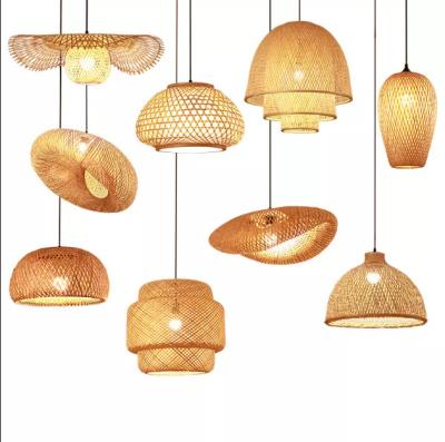 China Asian Handmade Bamboo Rattan Lamps Round Wooden Bamboo Hand - Woven Chinese Simple Chandelier Lampshade for sale