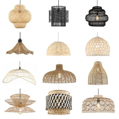 China New Design Nature Farmhouse Pendant Lamp Rattan Pendant Light Shade Decorative Bamboo Wood Shade for sale