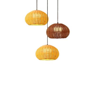 China 100% Handmade Rattan Outdoor Plastic Lamp Shade Art Chandelier Dining Room Garden Floor Light Rattan Pendant Lamp Shades for sale