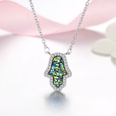 China CLASSIC Top Selling Hamsa Hand Necklace 925 Sterling Silver Opal Pendant Necklace Woman Necklace Jewelry for sale