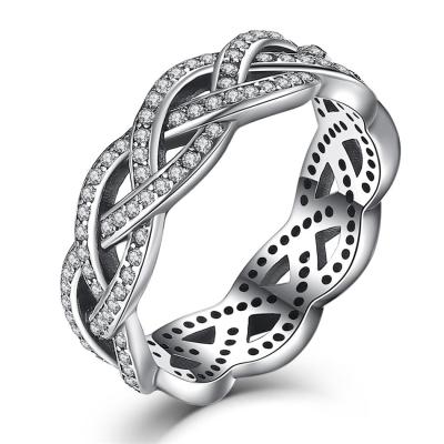 China 925 Sterling Silver Ring Cubic Zircon Ring Stackable Twisted Gift For Woman Silver Jewelry Fashion FASHION 925 for sale