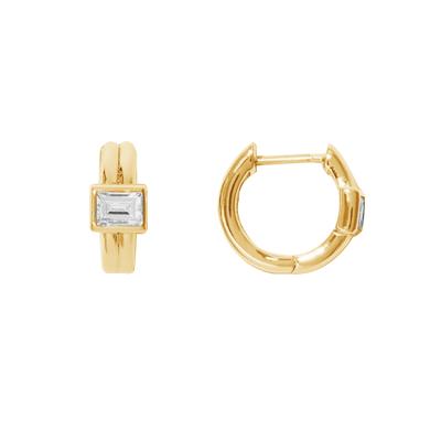 China High polish 18k 925 CLASSIC gold plated baguette circle earrings sterling silver double band nice earrings for sale