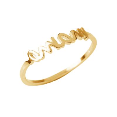 China Wholesale Fashion TRENDY Gift For Mom 18k Gold Plated Jewelry 925 Sterling Silver Mom Script Ring for sale