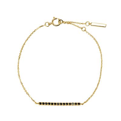 China CLASSIC Luxury Gold Plated Real 925 Sterling Silver Bracelet 18k With Black Zircon Bar Bracelet For Women for sale