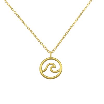 China TRENDY 925 Sterling Silver Surf Pendant Necklace For Women Polish High Gold Plated 18K Necklace Jewelry for sale