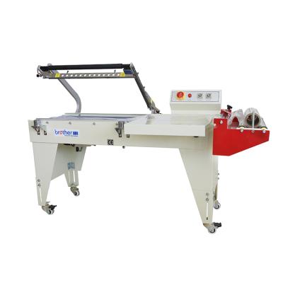 China Food Brother Semi Automatic POF PE Film Box Cash Book Bottle Heat L Type Shrink Wrapping Sealing Machine for sale