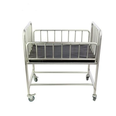 China Modern High Quality Medical Newborn Infant Wheel Stainless Steel EU-0233 Stainless Steel Crib Dismountable Crib With Pad Hospital Baby Crib for sale