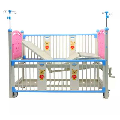 China EU-CB618 Child Hospital Bed Factory 2 Cranks 2 Function Crib Adjustable Newborn Medical Children Nursing Pediatric Bed Manual Hospital Children Bed for sale