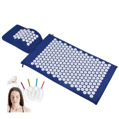 China 2022 Hot Eco-Friendly Product Eco-friendly Natural Coconut Body Foot Massage Acupressure Mat And Pillow Filling Set With Head Massager for sale