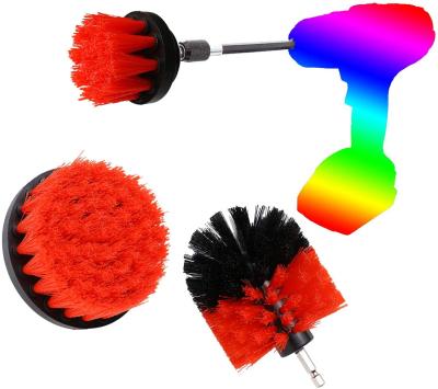 China Daily Cleaning Household Cleaning 3 Pcs Red Electric Power Scrubber Drill Brush For Swimming Pool Cleaning Car Seat for sale