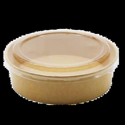 China 100% Recyclable Eco Friendly Disposable Kraft Paper Salad Bowl With Lid for sale