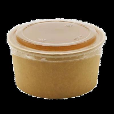 China Recyclable High Quality PE Coating Kraft Paper Salad Bowl With Lid for sale