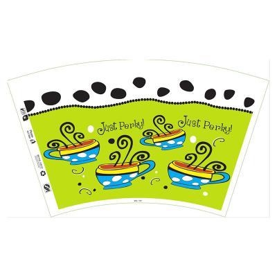 China Disposable Custom Printed PE Coated Paper Cup Sleeves Paper Cup Fan For Drink Cup for sale