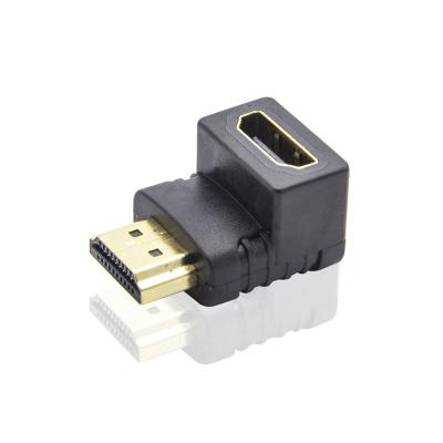 China Computer Accessory 90 Degree Gold Plated PVC Black Color Video Adapters HDMI Male To Female For Computer for sale