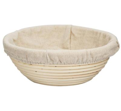 China 9 Inch Rattan Fermenting Round Sustainable Proofing Basket Handmade Rattan Bowl With Cloth Cover for sale