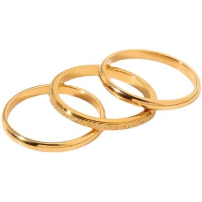 China CLASSIC Wholesale Simple And Fashionable Sweet Three Piece Stainless Steel Rings Real Gold Plated Jewelry Set for sale