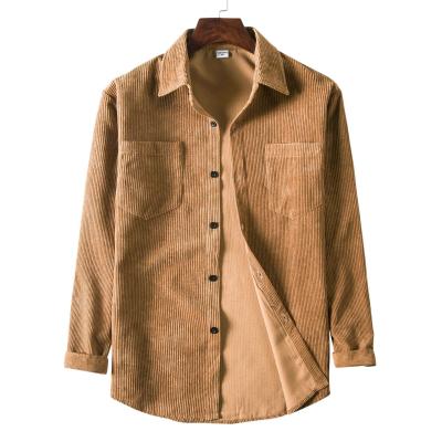 China Men's Casual Corduroy Anti-pilling Long Sleeve Lapel Shirt Winter Blouse Coat Blouse Men for sale