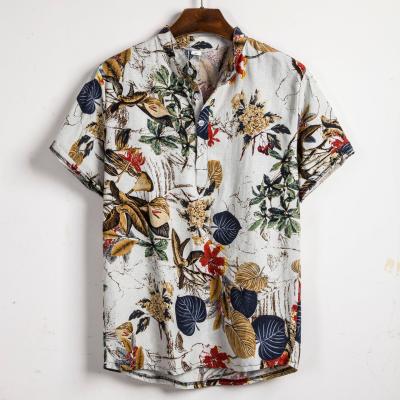 China 2021 Men's Short Sleeve Beach Short Sleeve Anti-Pilling Slim Fit Vacation Printed Summer Blouses Men's Shirts High Quality for sale