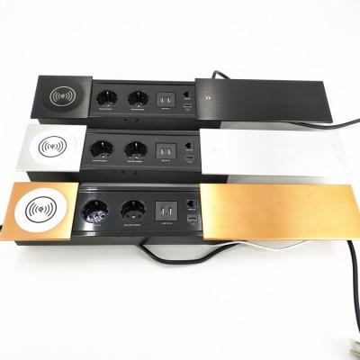 China Customized Commercial Factory Made US/EU/US/Universal Hidden Sliding Socket Power Strip Open Type Desktop Socket Table Outlet With Cover for sale