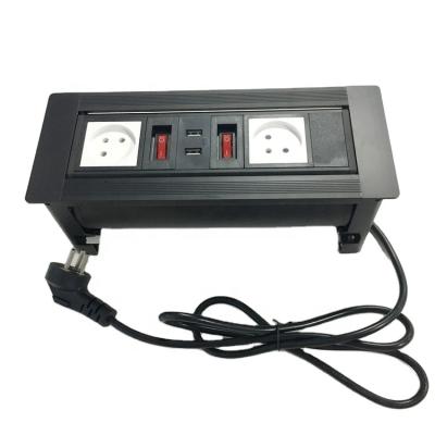 China Customized Dual Manual Socket Available USB Ports Different Interface Flip Up Table Media Power Fill Box Shaped Israel Plug Hidden Desk Socket for sale