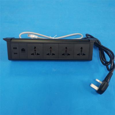 China Commercial Customize High Quality Power Outlet Universal Aluminum Alloy Undermount Desk Edge Power Socket On Mounted Power Strip With USB for sale