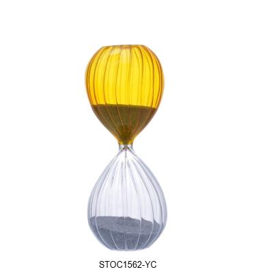 China The most well designed ribbed sand timer/hourglass with colored sand DIA6*H15cm for sale