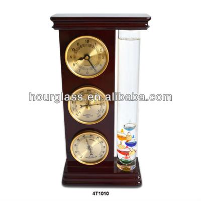 China Europe traditional weather station: Galileo Thermometer, dial barometer, hygrometer and quartz clock for sale