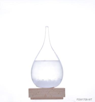 China High Borosilicate Glass Hand Blown Most Popular Gift For All People Colored Liquid Glass Barometer With Wooden Base Fitzroy Storm Glass for sale