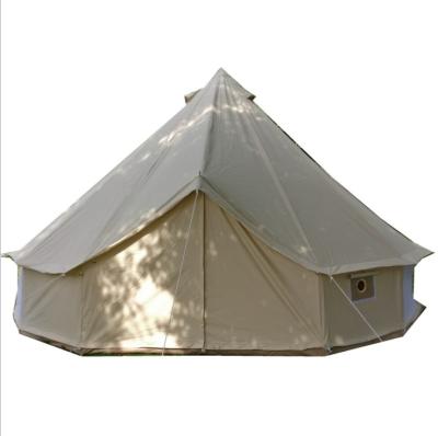 China UV Resistant Outdoor Glamping Bell Tent Cotton Canvas 5m Bell Tent For Sale Teepee Yurt Camping Tent With Screen Door And Mosquito Window for sale