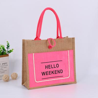 China 2022 Fashion Cheap High Quality Portable Jute Tote Bag With Custom Logo Wholesale for sale