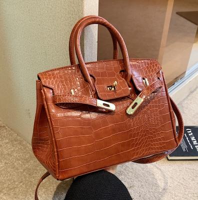 China Fashion Leather Shape Women's Crocodile Pattern Wrapped In Platinum Tote Bags Custom Hot Sale Designer Luxury PU Ladies Handbags ZY-01 for sale