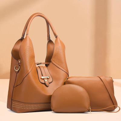 China Fashion Promotional High Quality Women's Mother's Bag Vegan Leather Women's Three-Piece Tote Bags for sale