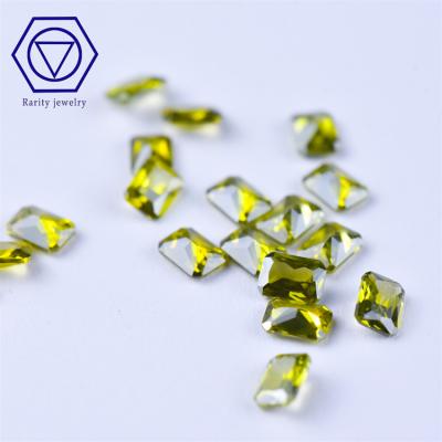 China Fire Rarity Factory Directsale Rectangle Good Price Olive Green Cz Zirconia Stone Manufacturers Price Gemstone Color Set Or Loose Zircon for sale