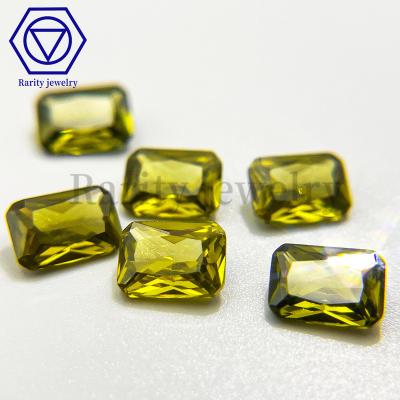 China Color Set Or Olive Green Cz Zirconia Stone Manufacturers Good Price Good Quality Gemstone Loose Fire Rectangle Zircon For Jewelry Making for sale