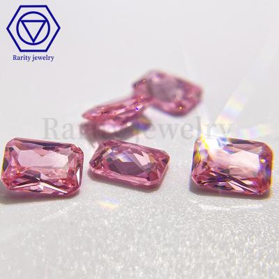 China Zircon Loose Rectangle Wholesale Factory Price Pink Color Game Or Fire 5A Gemstones For Jewelry Making for sale