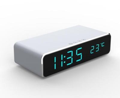 China Clock Digital LED Temperature Time Alarm Clock Qi Fast Charger for sale