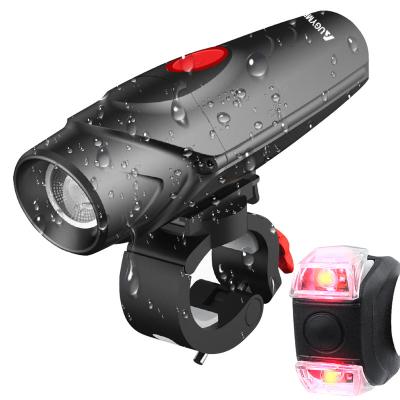 China Waterproof Structure Adjustable USB Rechargeable Bike Light Set Bicycle Powerful Headlight Free Tail Light for sale