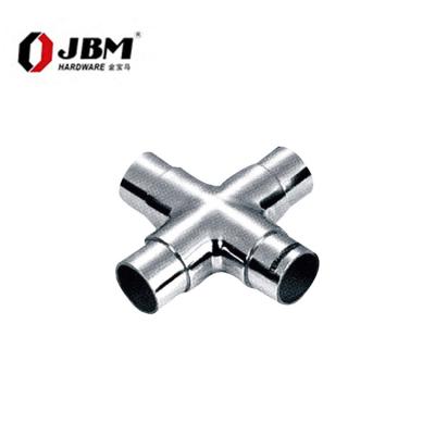 China Crossed four-way junction; For Round Waterproof Interconnecting Pipe Stainless Steel Connector 4 Way Pipe Fitting For Railing for sale