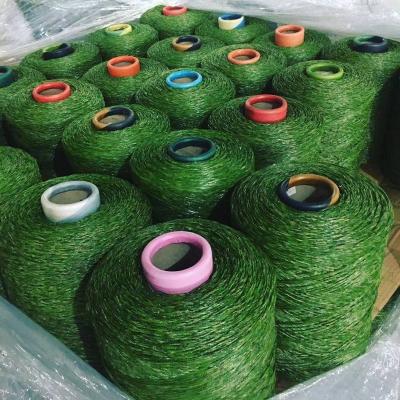 China Hot Sale PP Or PE Curly PE Straight+ PP Artificial Grass Yarn For Landscaping Or Sports Sized With Good Price for sale