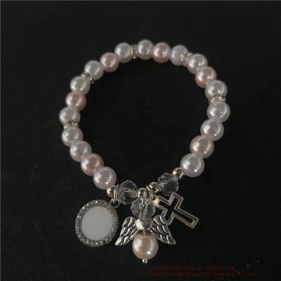 China Other Blank Sublimation Pearl Angel Bracelet For Jewelry Religious Gifts Baptism Hot Transfer Printing Consumables for sale