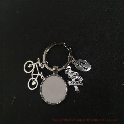 China Blank Sublimation Bicycle Best Friends Keychains Wearing Keyring With Hot Dad Transfer Printing DIY Materials for sale