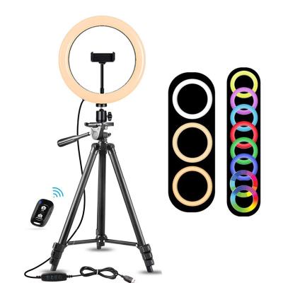 China Amazon 10inch PORTABLE Usb Photo Studio Remote Operation Led Ring Light With Tripod Stand for sale