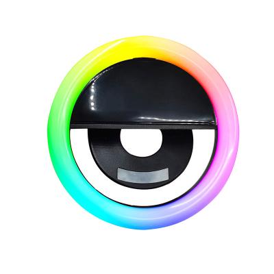 China ABS 28 36 Led Zoom Call Phone Clip RGB Instant UV Black Glow Rechargeable Battery Operated Selfie Ring Light for sale