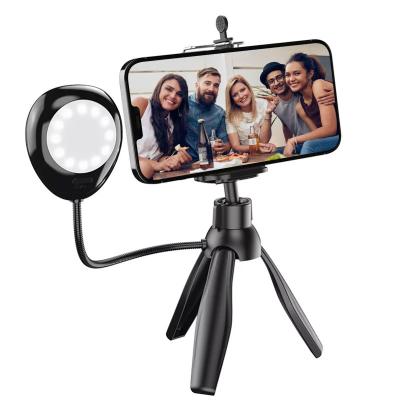 China Mini Dry Battery Operated Photo Video Vlogger Anchor Bracket Lamp Smartphone Desktop Tripod with Light Selfie for sale