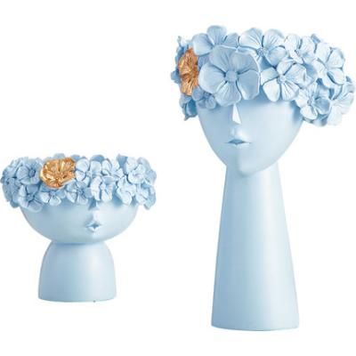 China Art Decor Wholesale Home Decoration Indoor Home Tabletop Resin Boy Head Flower Vase for sale