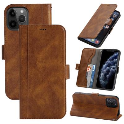 China Premium Luxury Anti-drop Cell Phone Leather Bags and Cases for Business Man with Button Design for iPhone 11 12 Pro Max for sale