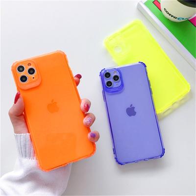 China 100% Transparent Fluorescent Eco-friendly TPU Phone Cases For iPhone 12 Pro Case For iPhone 12 Mini Case for sale