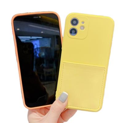 China 100% Colorful Eco-friendly Bumper Phone Case Silicone TPU Phone Cases With Card Slot Phone Case For iPhone XS 12 SE 11 for sale