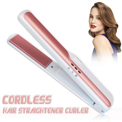 China Mini Outdoor Hair Straighteners Cordless 2 in 1 Wireless Hair Straightener USB Charging Hair Straightener for Travel for sale