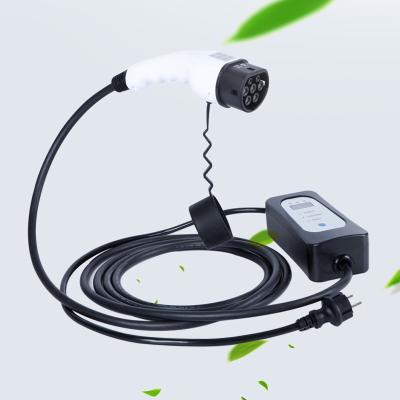 China Matte Black CE 16A EV Charger IEC 61851 3.5KW Portable For Electric Car Home Charging for sale